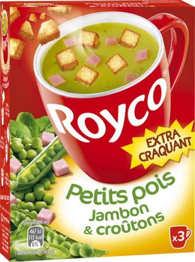 Royco - Gamme Les Extra Craquant - Petits pois Jambon & croûtons Royco - Gamme Les Extra Craquant - Petits pois Jambon & croûtons