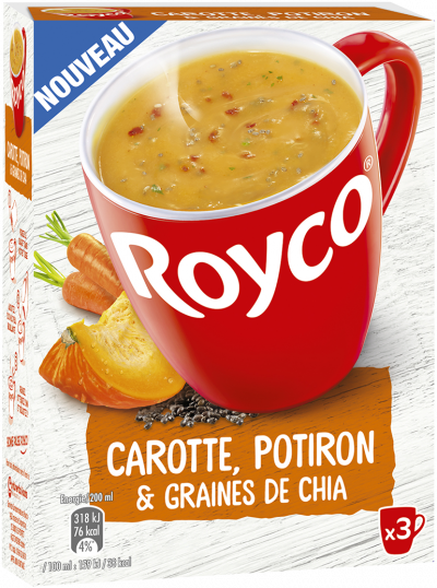 Royco - Gamme Les Graines et Légumineuses - Carotte, Potiron & Graines de chia Royco - Gamme Les Graines et Légumineuses - Carotte, Potiron & Graines de chia