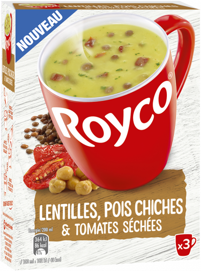 Royco - Gamme Les Graines et Légumineuses - Lentilles, Pois chiches & Tomates séchées Royco - Gamme Les Graines et Légumineuses - Lentilles, Pois chiches & Tomates séchées