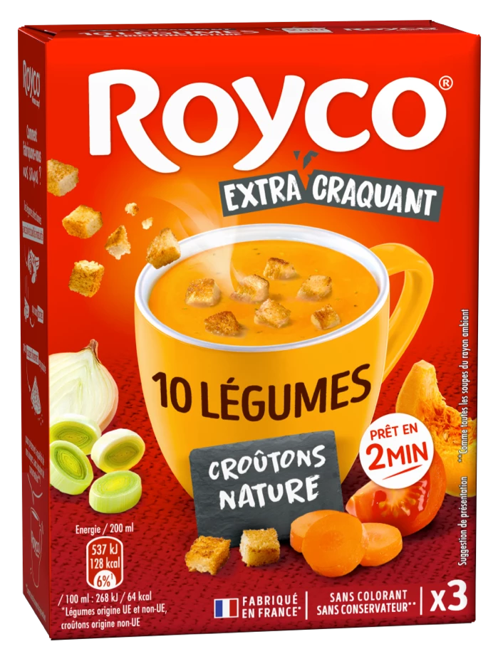 Royco suprême de légumes croûtons. Soupe instantanée. 20 x 15,9gr